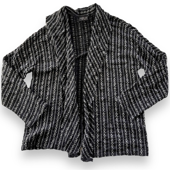 Yeohlee Textured Stretch Lightweight Jacket Size Medium Black Cream - Picture 1 of 8